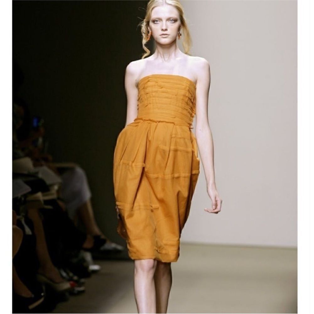 NWT Bottega Veneta Elegant Strapless Orange Dress, US0-2